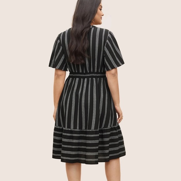 BloomChic Plus Size XL Striped Patchwork Tassels Ties Shirred Dress - Picture 2 of 7